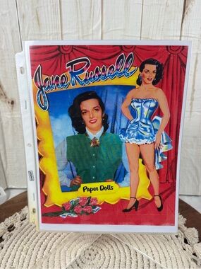 Jane Russell Vintage Paper Dolls Print in Red, Blue & Yellow